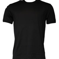 Dolce & Gabbana Black Cotton Round Neck Short Sleeve T-shirt