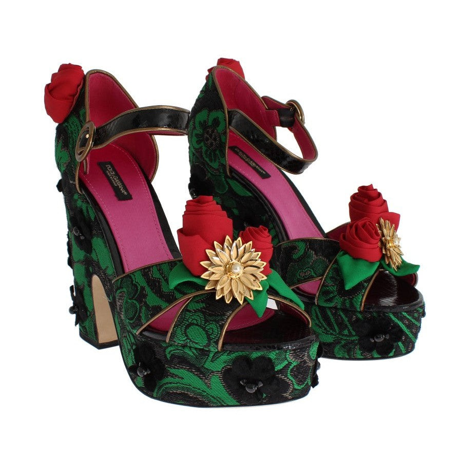 Dolce & Gabbana Enchanted Sicily Crystal Brocade Wedges