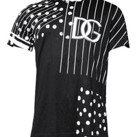 Dolce & Gabbana Black Cotton Polka Dots Round Neck T-shirt