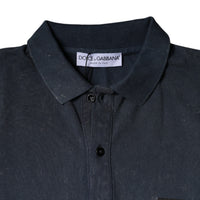 Dolce & Gabbana Dark Blue Logo Button Collared Polo T-shirt