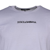 Dolce & Gabbana White Logo Print Cotton Crew Neck T-shirt