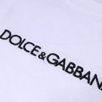 Dolce & Gabbana White Logo Print Cotton Crew Neck T-shirt