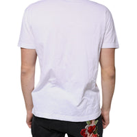 Dolce & Gabbana White Logo Cotton V-neck Short Sleeve T-shirt