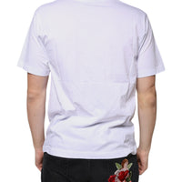 Dolce & Gabbana White Logo Cotton Vneck Short Sleeve T-shirt