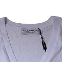 Dolce & Gabbana White Logo Cotton Vneck Short Sleeve T-shirt