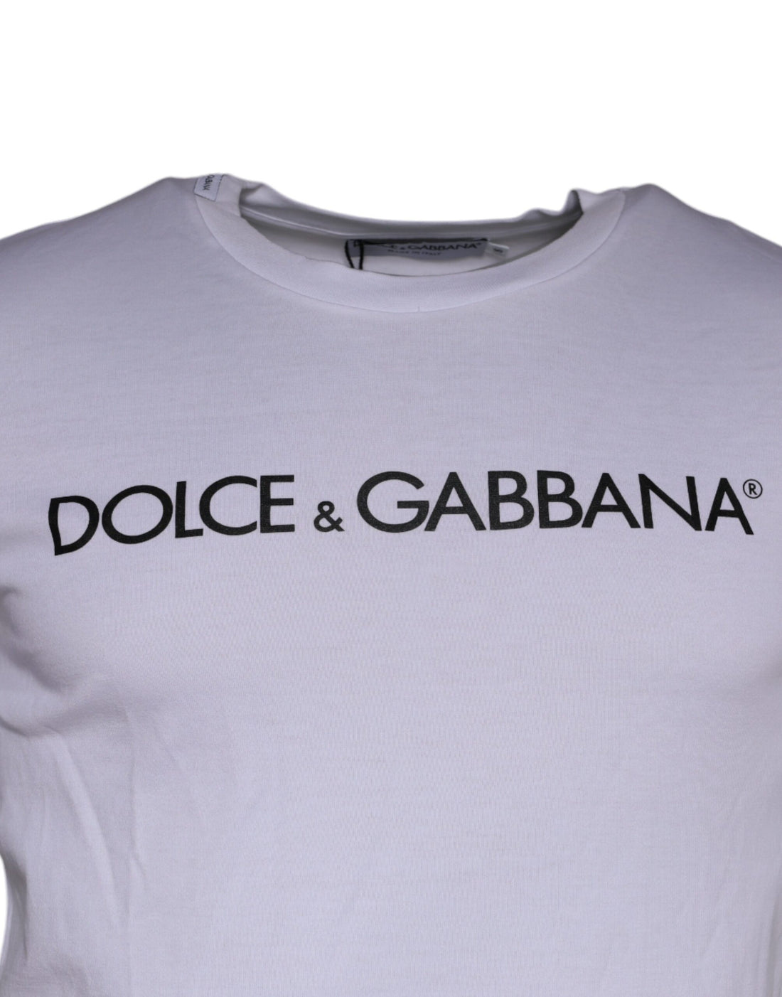 Dolce & Gabbana White Logo Print Cotton Crew Neck T-shirt