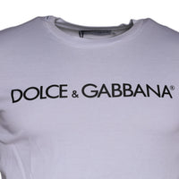 Dolce & Gabbana White Logo Print Cotton Crew Neck T-shirt