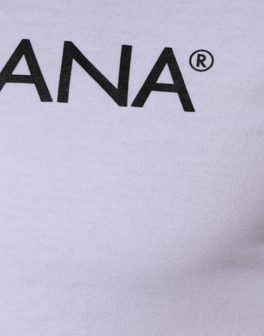 Dolce & Gabbana White Logo Print Cotton Crew Neck T-shirt