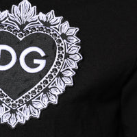 Dolce & Gabbana Black DG Heart Cotton Collared Polo T-shirt