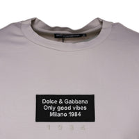 Dolce & Gabbana Beige Logo Cotton Blend Crew Neck T-shirt