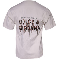 Dolce & Gabbana Beige Logo Cotton Blend Crew Neck T-shirt