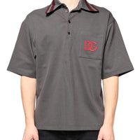 Dolce & Gabbana Gray DG Embroidery Collared Men Polo T-shirt