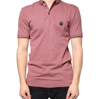 Dolce & Gabbana Pink Crown Embroidery Collared Polo T-shirt