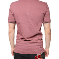 Dolce & Gabbana Pink Crown Embroidery Collared Polo T-shirt