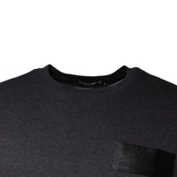 Dolce & Gabbana Gray Logo Patch Cotton Crew Neck T-shirt