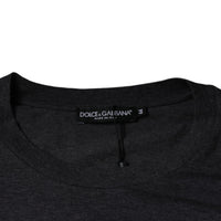 Dolce & Gabbana Gray Logo Patch Cotton Crew Neck T-shirt