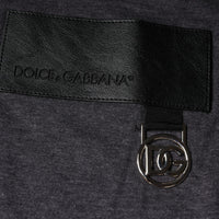 Dolce & Gabbana Gray Logo Patch Cotton Crew Neck T-shirt