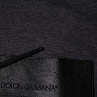 Dolce & Gabbana Gray Logo Patch Cotton Crew Neck T-shirt