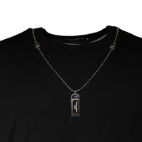 Dolce & Gabbana Black Cotton Necklace Embellished T-shirt