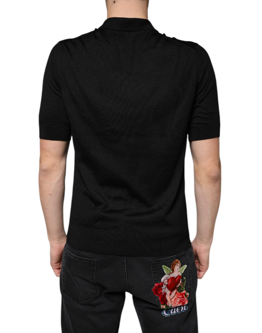 Dolce & Gabbana Black Silk Short Sleeves Men Polo T-shirt