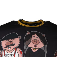 Dolce & Gabbana Black Pig Family Cotton Crew Neck T-shirt