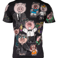 Dolce & Gabbana Black Pig Family Cotton Crew Neck T-shirt