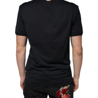 Dolce & Gabbana Black Logo Cotton Vneck Short Sleeve T-shirt