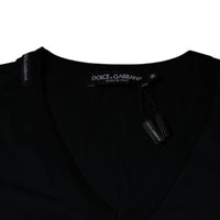 Dolce & Gabbana Black Logo Cotton Vneck Short Sleeve T-shirt