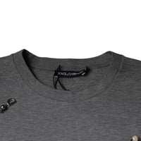 Dolce & Gabbana Gray Cotton Blend Embellished Tee T-shirt