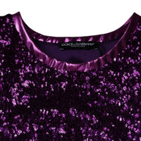 Dolce & Gabbana Purple Sequin Round Neck Sleeveless T-shirt