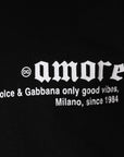 Dolce & Gabbana Black Amore Print Cotton Crew Neck T-shirt