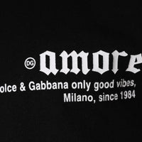 Dolce & Gabbana Black Amore Print Cotton Crew Neck T-shirt