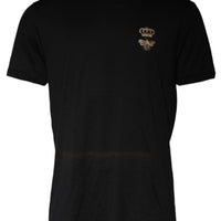 Dolce & Gabbana Black Bee Crown Cotton Crew Neck T-shirt