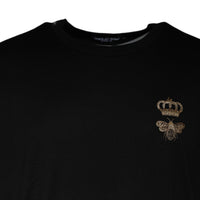 Dolce & Gabbana Black Bee Crown Cotton Crew Neck T-shirt