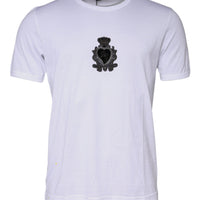 Dolce & Gabbana White Logo Heart Cotton Crew Neck T-shirt