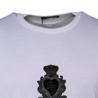 Dolce & Gabbana White Logo Heart Cotton Crew Neck T-shirt