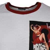 Dolce & Gabbana White Graphic Print Cotton Crew Neck T-shirt