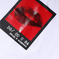 Dolce & Gabbana White Red Lips Print Cotton T-shirt