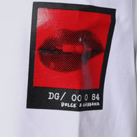 Dolce & Gabbana White Red Lips Print Cotton T-shirt