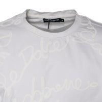 Dolce & Gabbana White Logo Print Cotton Crew Neck T-shirt