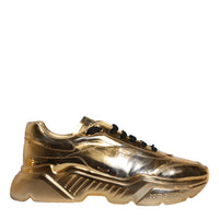 Dolce & Gabbana Gold Leather Daymaster Low Top Sneakers Shoes