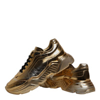 Dolce & Gabbana Gold Leather Daymaster Low Top Sneakers Shoes