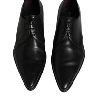 Dolce & Gabbana Black Leather Lace Up Men Derby Formal Shoes