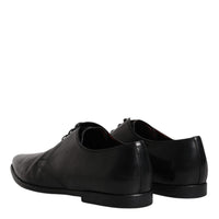 Dolce & Gabbana Black Leather Lace Up Men Derby Formal Shoes