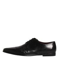 Dolce & Gabbana Black Leather Lace Up Men Derby Formal Shoes