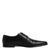 Dolce & Gabbana Black Leather Lace Up Men Derby Formal Shoes