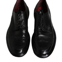 Dolce & Gabbana Black Leather Derby Wingtip Formal Shoes