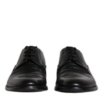 Dolce & Gabbana Black Leather Lace Up Men Derby Formal Shoes