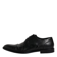 Dolce & Gabbana Black Leather Lace Up Men Derby Formal Shoes