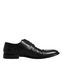 Dolce & Gabbana Black Leather Lace Up Men Derby Formal Shoes